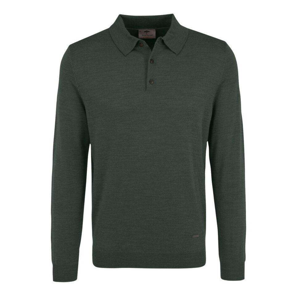 First Image Modern Fit long arm polo shirt made of extra soft merino wool