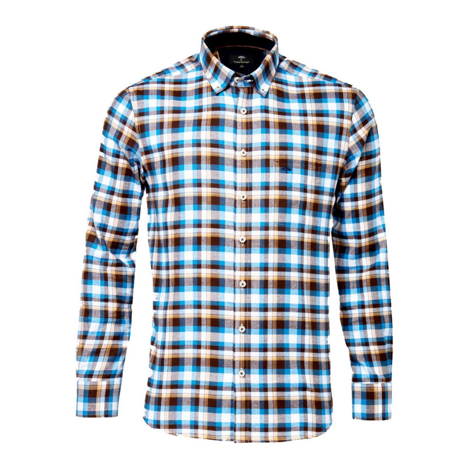 First Image Checkered casual fit button down shirt